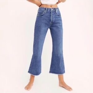 We the Free People Women's Size 29 Blue Stella Kick Flare Crop Jeans